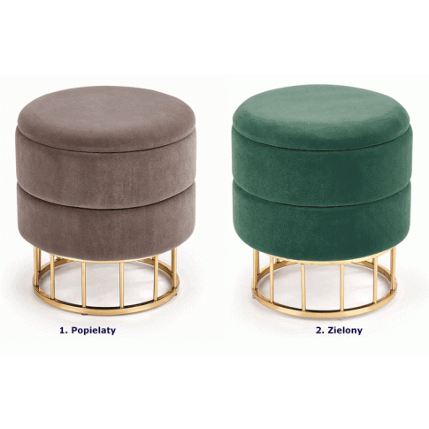 Szczegółowe zdjęcie nr 5 produktu Okrągła pufa glamour Edisos - popielata