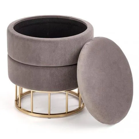 Szczegółowe zdjęcie nr 4 produktu Okrągła pufa glamour Edisos - popielata