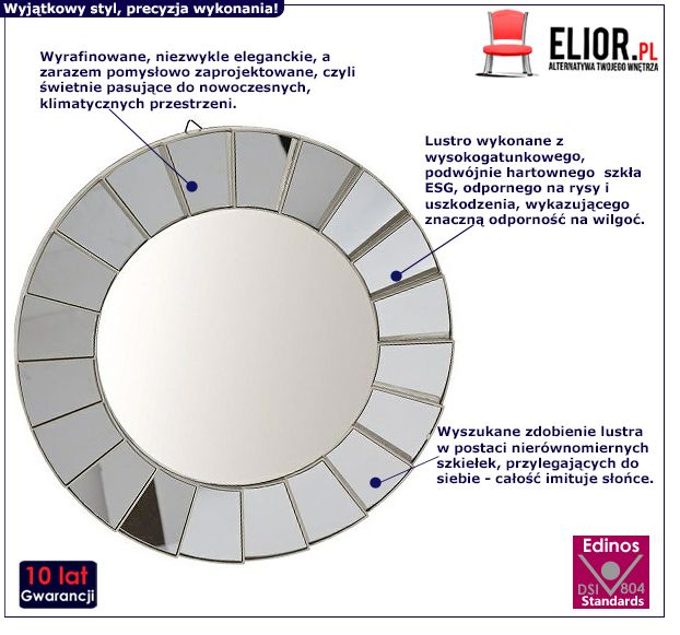 Okrągłe lustro Leni - eleganckie