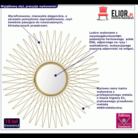 Fotografia Stylowe okrągłe złote lustro glamour - Gniot z kategorii Lustra