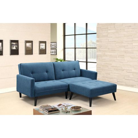 Szczegółowe zdjęcie nr 4 produktu Rozkładana pikowana sofa Lanila - niebieska