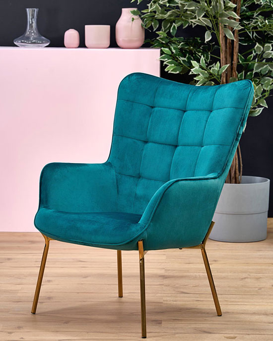 Produkt Fotel w stylu glamour Adis 3X - granatowy