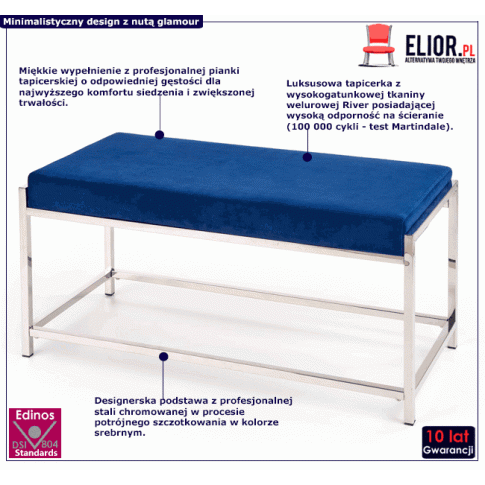 Fotografia Ławka tapicerowana siedzisko Alerko - granatowa z kategorii Siedziska do przedpokoju