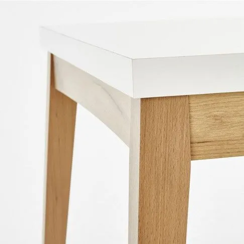 Szczegółowe zdjęcie nr 5 produktu Skandynawski stół Clares - biały + dąb craft