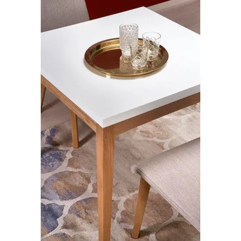 Szczegółowe zdjęcie nr 7 produktu Skandynawski stół Clares - biały + dąb craft