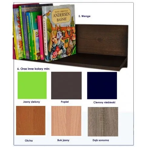 Szczegółowe zdjęcie nr 5 produktu Drewniana półka ścienna Linex 80 cm - 12 kolorów
