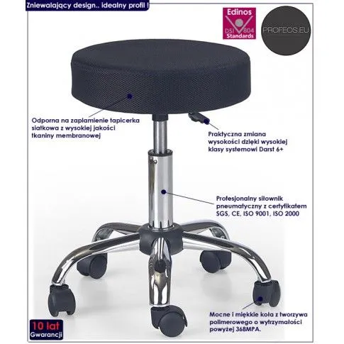 Fotografia Fotel obrotowy bez oparcia Otilios - czarny z kategorii Lokale usługowe