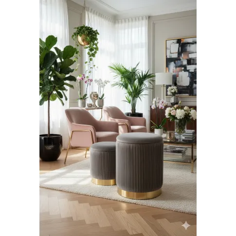 Fotografia Zestaw puf welurowych Wivi - popiel z kategorii Wypoczynki