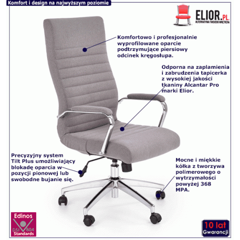 Fotografia Obrotowy fotel do gabinetu Azan - ciemny popiel z kategorii Fotele obrotowe