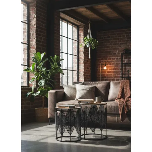 Fotografia Komplet okrągłych loftowych stolików kawowych Lorea z kategorii Salon