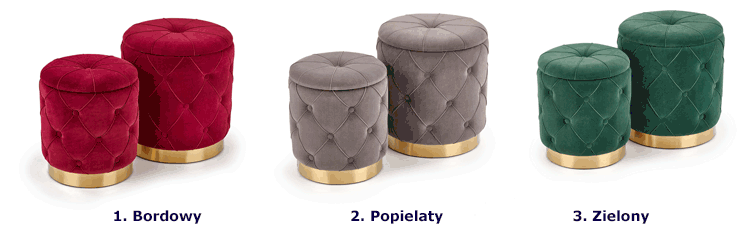 Komplet bordowych puf Betty