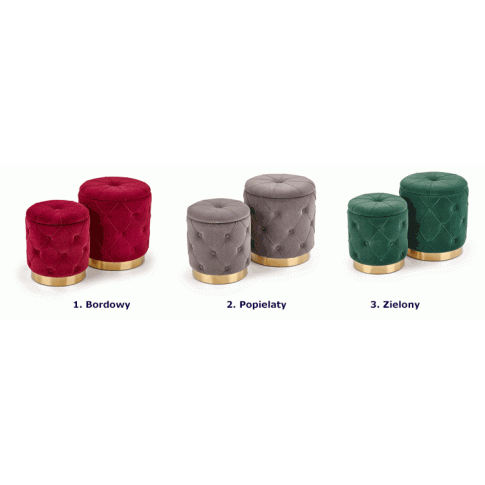 Szczegółowe zdjęcie nr 4 produktu Zestaw puf okrągłych Hermos - bordo