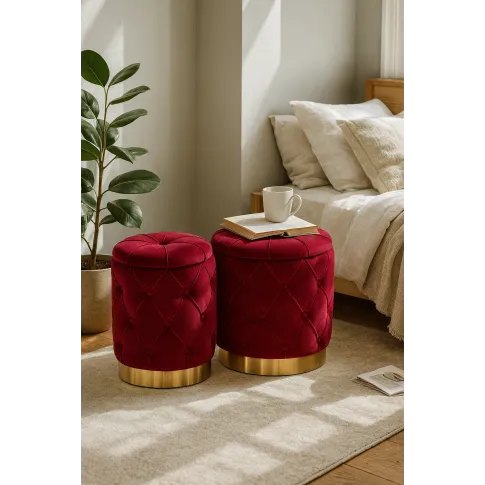 Szczegółowe zdjęcie nr 5 produktu Zestaw puf okrągłych Hermos - bordo