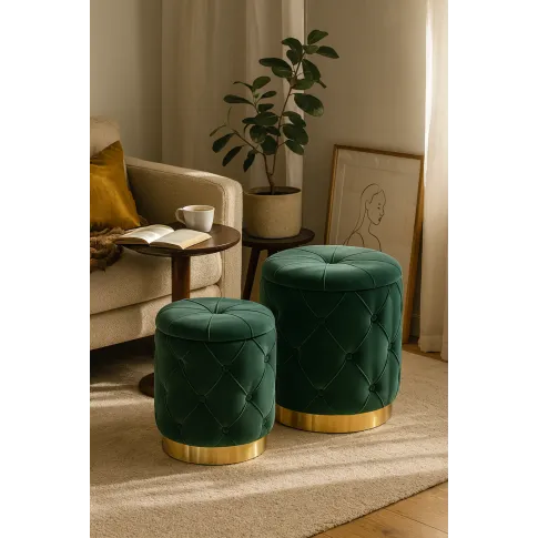 Szczegółowe zdjęcie nr 6 produktu Komplet puf ze schowkiem Hermos - zieleń