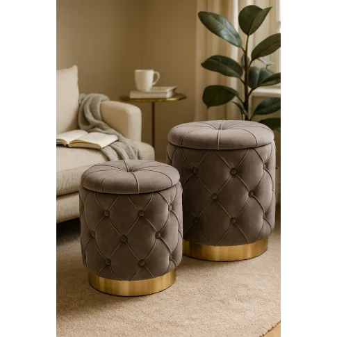 Szczegółowe zdjęcie nr 6 produktu Zestaw puf pikowanych Hermos - popiel