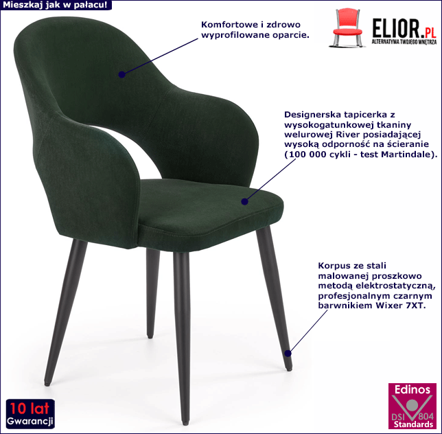 Zielone krzesło Rosana.