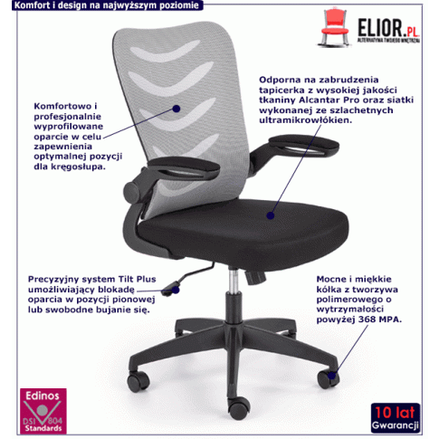 Fotografia Fotel biurowy tapicerowany Lanac - czarny + popiel z kategorii Strona główna