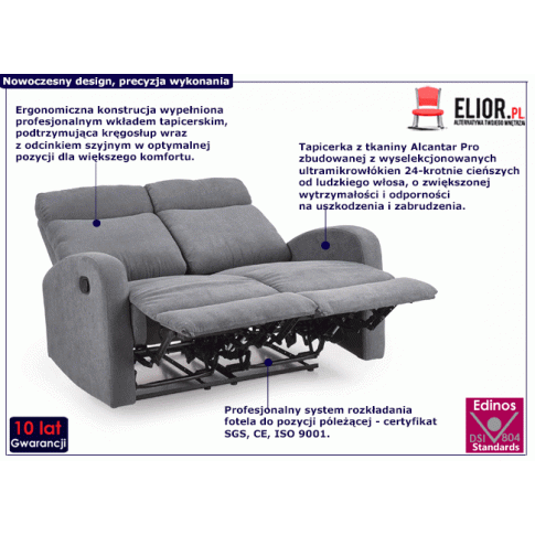 Fotografia Podwójna sofa rozkładana Bover 3X - popielata z kategorii Salon