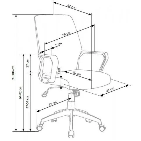 Szczegółowe zdjęcie nr 4 produktu Minimalistyczny fotel biurowy materiałowy Conan - popielaty + biały