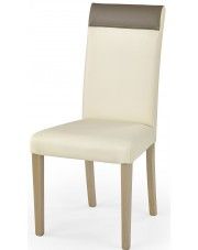 Krzesło drewniane tapicerowane Devon - kremowe w sklepie Edinos.pl