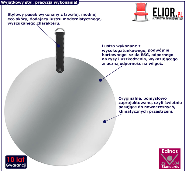 Okrągłe lustro Moku - srebrne