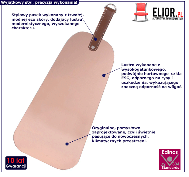Trapezowe lustro Moku - różowe