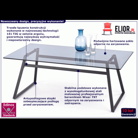 Fotografia Prostokątna ława szklana Vomero - Czarna z kategorii Salon