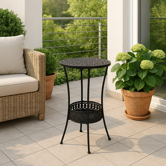 metalowy okragly stolik na taras