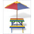 Zdjęcie kolorowy dziecięcy stół z ławkami i parasolem Loris - sklep Edinos.pl