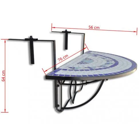 Szczegółowe zdjęcie nr 7 produktu Niebiesko-biały stolik balkonowy - Grenada