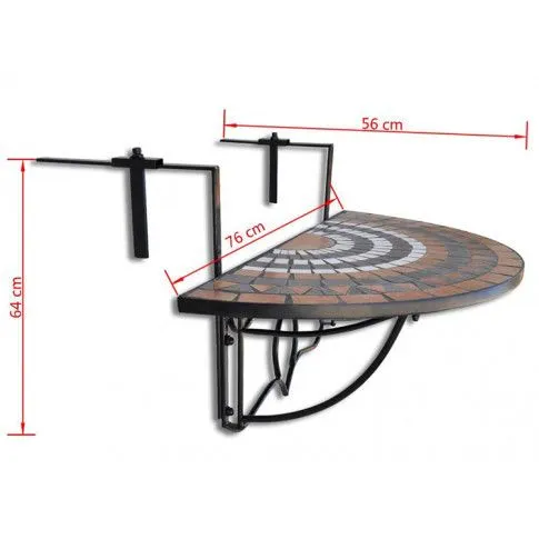 Szczegółowe zdjęcie nr 7 produktu Stolik balkonowy z mozaiką w kolorze terakota i czerń - Grenada