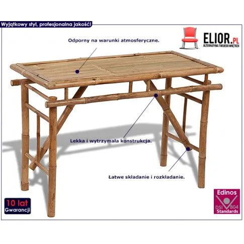 Szczegółowe zdjęcie nr 5 produktu Składany bambusowy stół ogrodowy Laura