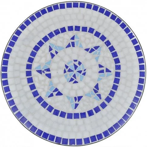 Szczegółowe zdjęcie nr 6 produktu Niebiesko-biały okrągły stolik ceramiczny na taras - Valen