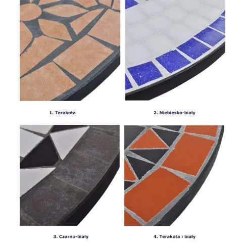 Szczegółowe zdjęcie nr 4 produktu Niebiesko-biały okrągły stolik ceramiczny na taras - Valen