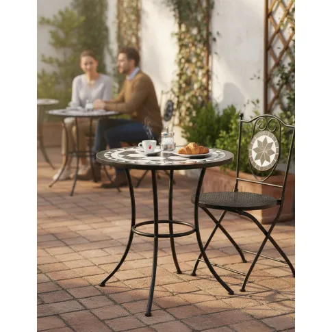Fotografia Oklrągły stolik na taras ceramiczny Osmo – czarno-biały z kategorii Stoły ogrodowe