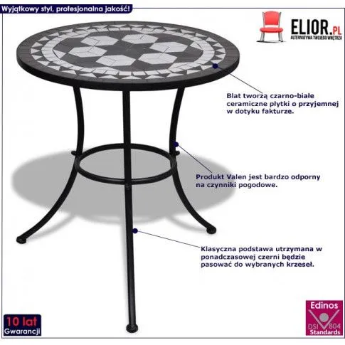 Zdjęcie stolik ogrodowy vintage Osmo czarno-biały | Edinos.pl