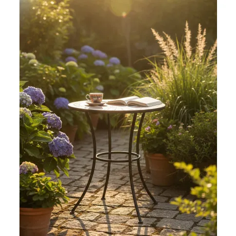 Fotografia Stolik ogrodowy ceramiczny Osmo – terakota i biały z kategorii Stoły ogrodowe