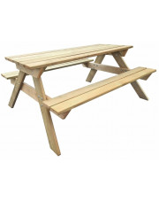 Drewniany stół ogrodowy z dwoma ławkami - Eylan w sklepie Edinos.pl