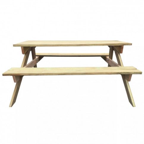 Drewniany stół do ogrodu z ławkami Eylan