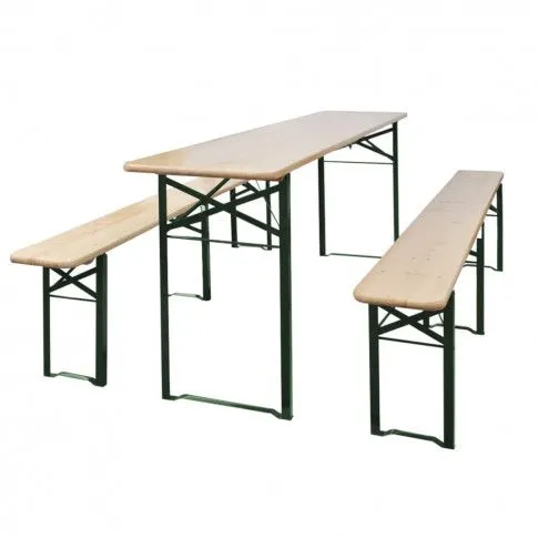 Zdjęcie produktu vidaXL Składany stół biesiadny z 2 ławkami, 220 cm, drewno jodłowe.
