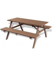 Stół ogrodowy z ławkami Hint - brązowy w sklepie Edinos.pl
