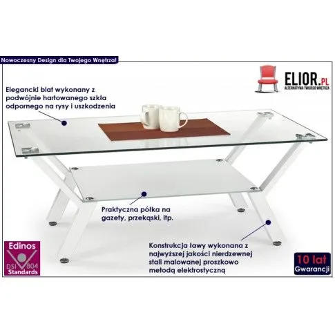 Fotografia Ława szklana George - biała z kategorii Ławy i stoliki