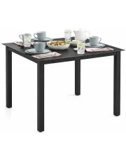 Czarny kwadratowy stół ogrodowy ze szklanym blatem - Ulefok w sklepie Edinos.pl