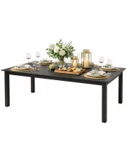 Stół ogrodowy ze szklanym blatem Ulefok 3Q - czarny w sklepie Edinos.pl