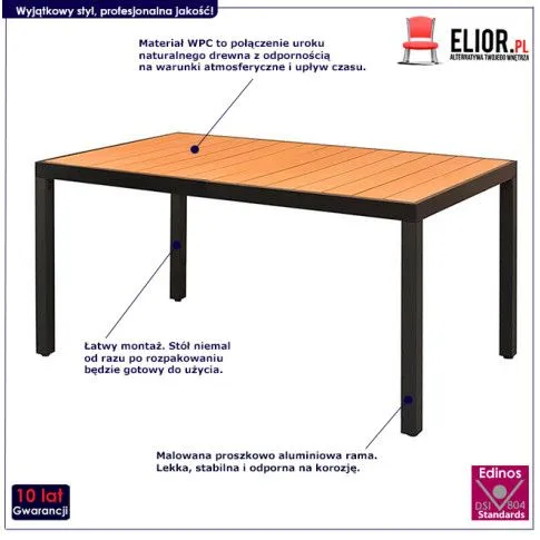 Szczegółowe zdjęcie nr 5 produktu Stół ogrodowy, na podwórko i na patio Naxis 2X - brązowy