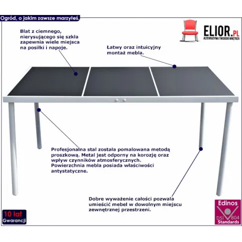 Jadalniany stół ogrodowy Larson 2X infografika