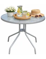 Metalowy stolik na taras ze szklanym blatem - Gabriel 3X w sklepie Edinos.pl