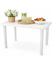 Biały stół do ogrodu z otworem na parasol - Modero w sklepie Edinos.pl