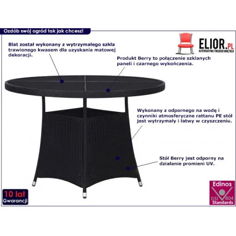 Nowoczesny stół ogrodowy z rattanu PE Berry