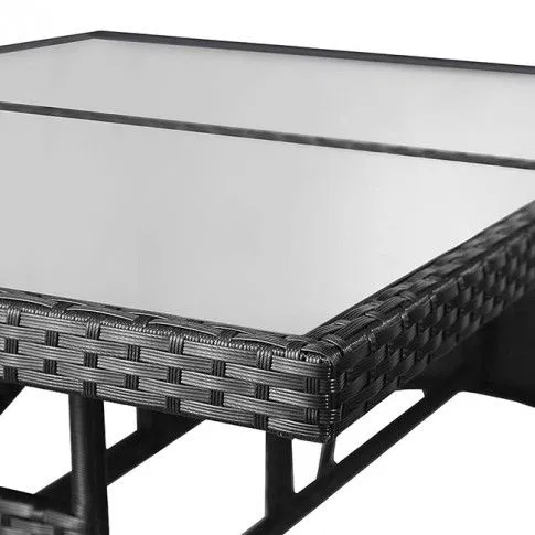 Szczegółowe zdjęcie nr 6 produktu Stół ogrodowy rattanowy ze szklanym blatem Solace 2Q - czarny